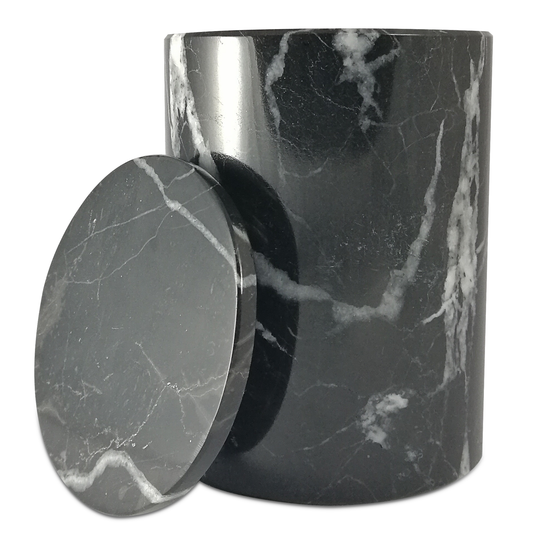 Vaso para Cotonetes de Mármol Natural Negro Monterrey